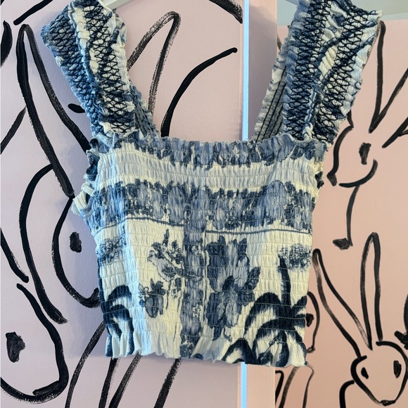 Urban Outfitters Tops - Urban Outfitters Blue and White Floral Crop Top